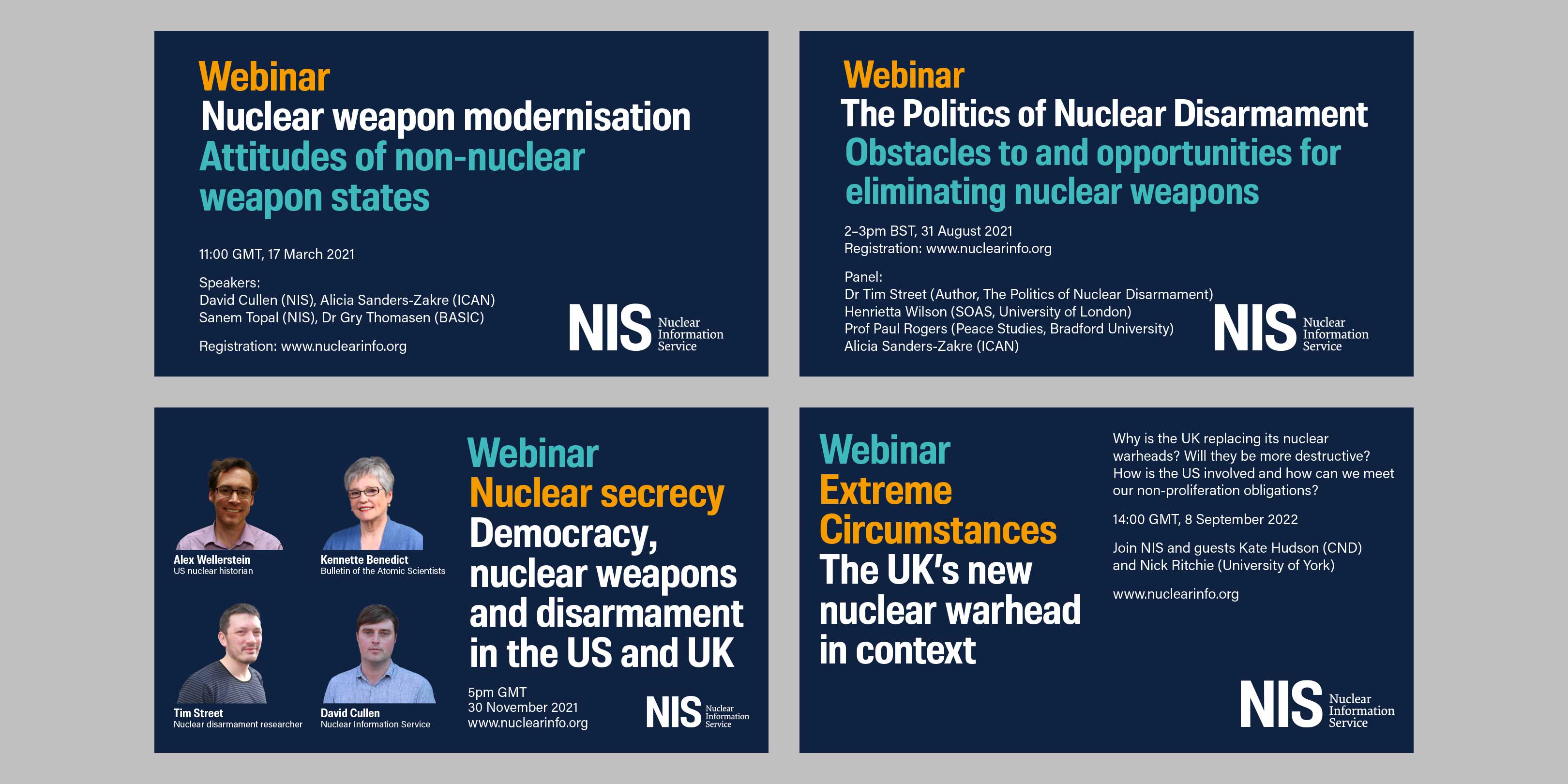 Nuclear Information Service social media adverts for webinars